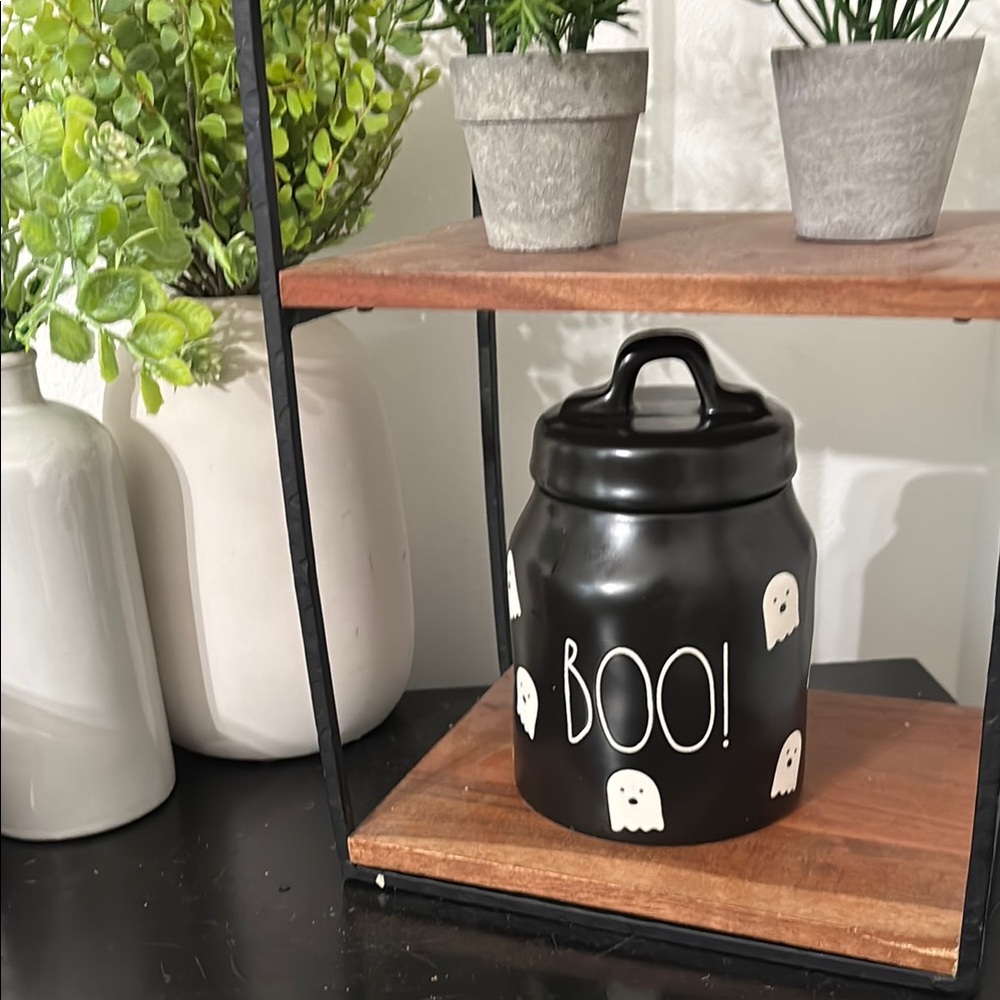NWT Rae Dunn Black Halloween Boo Jar